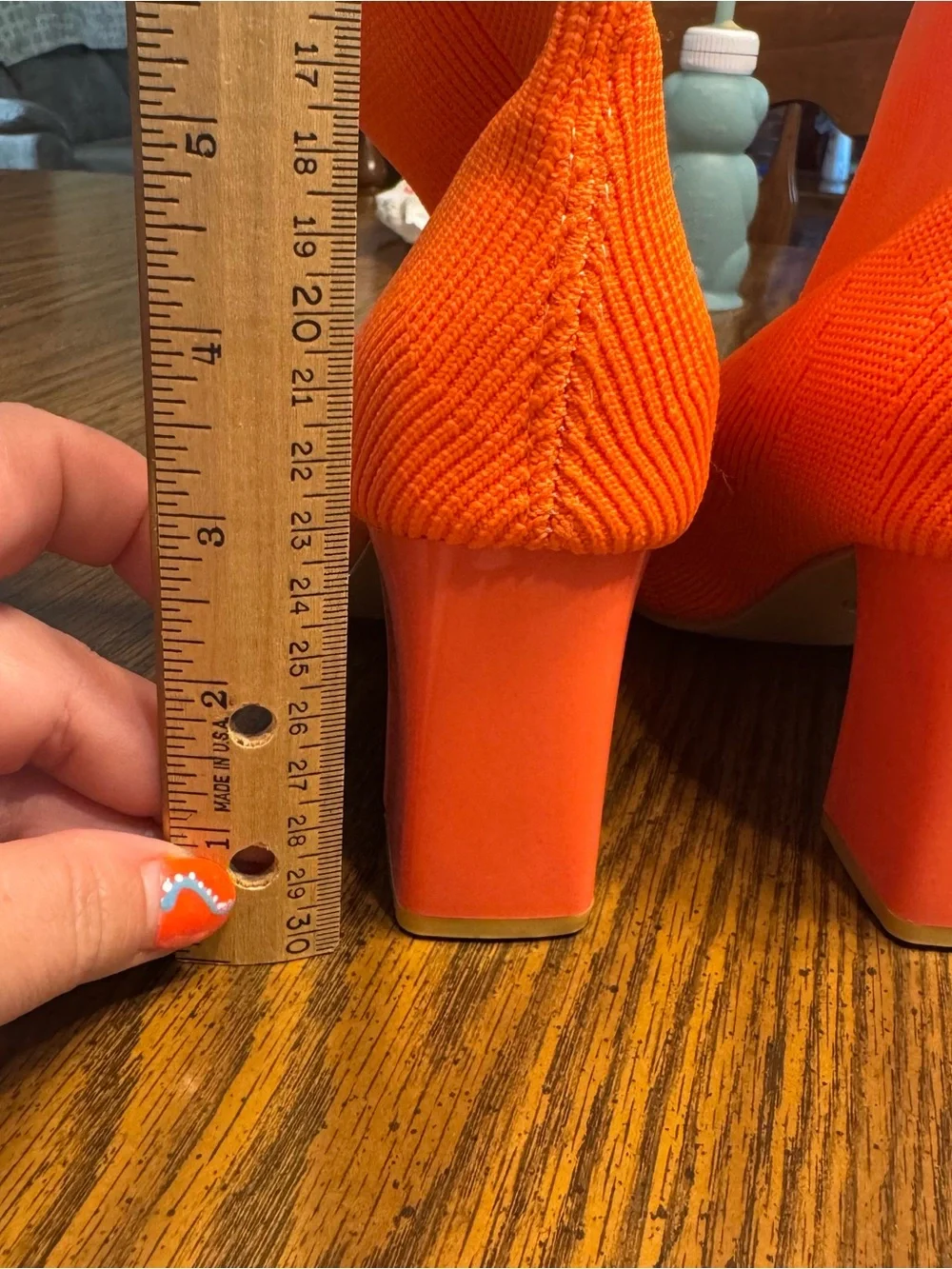 Orange knit sock boots
